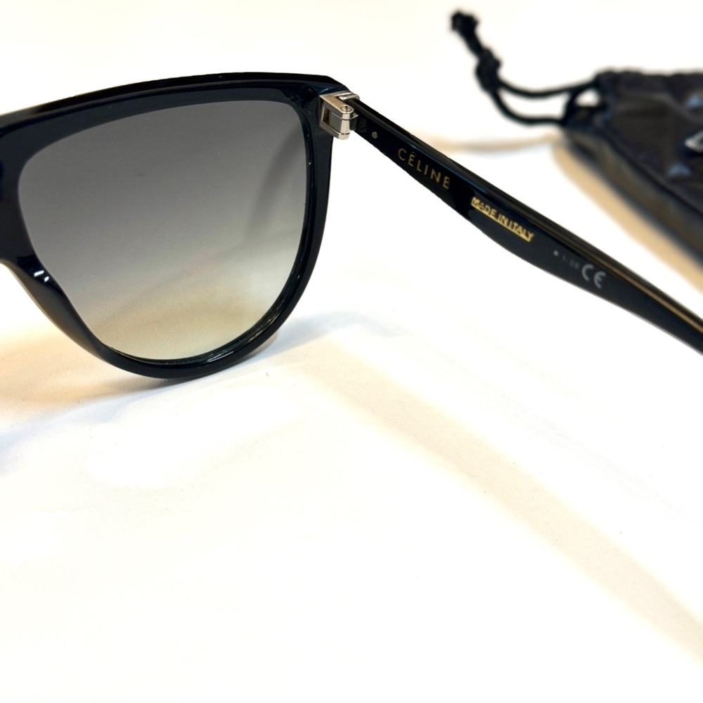 Celine 62cm Oversize Shiny Black Sunglasses - Picture 9 of 13